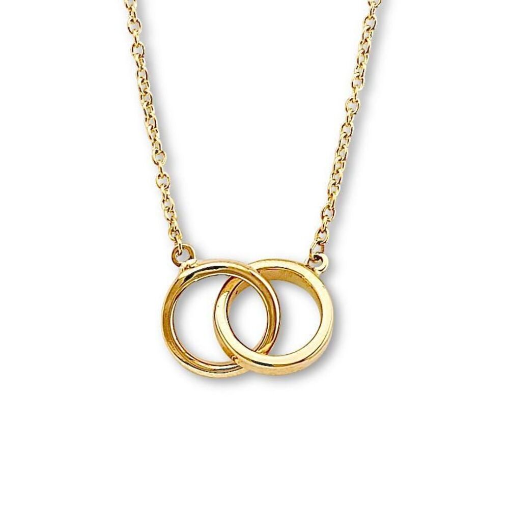 14K Yellow Gold Together Necklace | Interlocking Pendant By Tehrani Jewelry